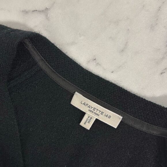 Lafayette 148 Black Cashmere Short Sleeve w/ Metallic Detail S - Picture 5 of 6